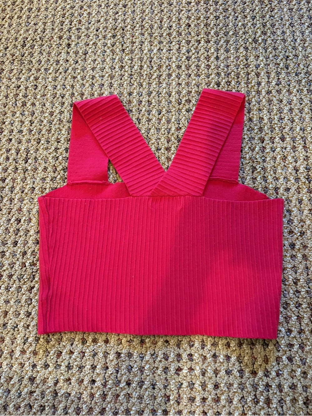 Altar'd State Red Ribbed V-Back Crop Top - Picture 2 of 3